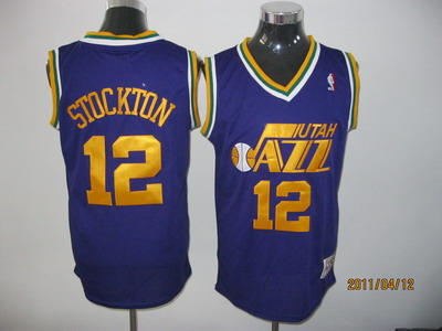 NBA Utah Jazz 12 John Stockton Throwback Authentic Purple jersey